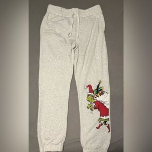 The Grinch Women's Grey Joggers, Size Large, EUC